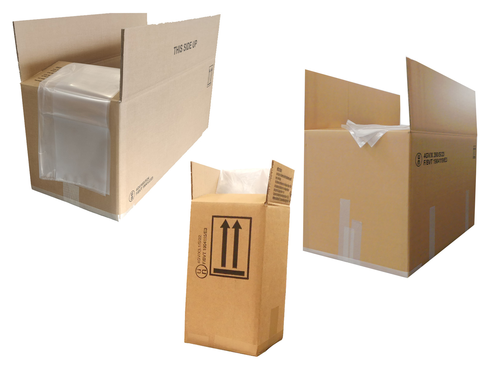 ファイバーボードボックス （国連コード 4GV) 中敷用ポリエチレン袋付属 （フランス製）